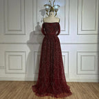 Vestido de noche corte A, color nude, con hombros descubiertos y diseño con perlas para ocasiones formales (LA72738A)
