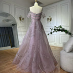 Vestido de noche de sirena rosa árabe con cuentas y sobrefalda de satén desmontable para ocasiones formales LA72781 