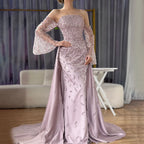 Vestido de noche árabe gris plata para mujer, ideal para bodas, fiestas y graduaciones (LA72705)