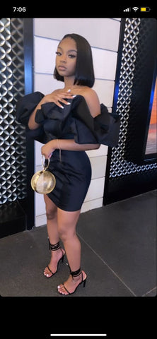 Vestido corto de fiesta de bienvenida, sencillo, negro, Y70