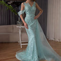 Vestido de noche largo, elegante, de sirena, rosa árabe, con un solo hombro y cuentas, ideal para ocasiones formales (LA72662A) 