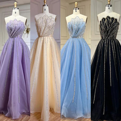 Lilac A-Line Elegant Scalloped Strapless Sexy Evening Dresses Gowns Beaded 2025 For Women Wedding Party LA71643
