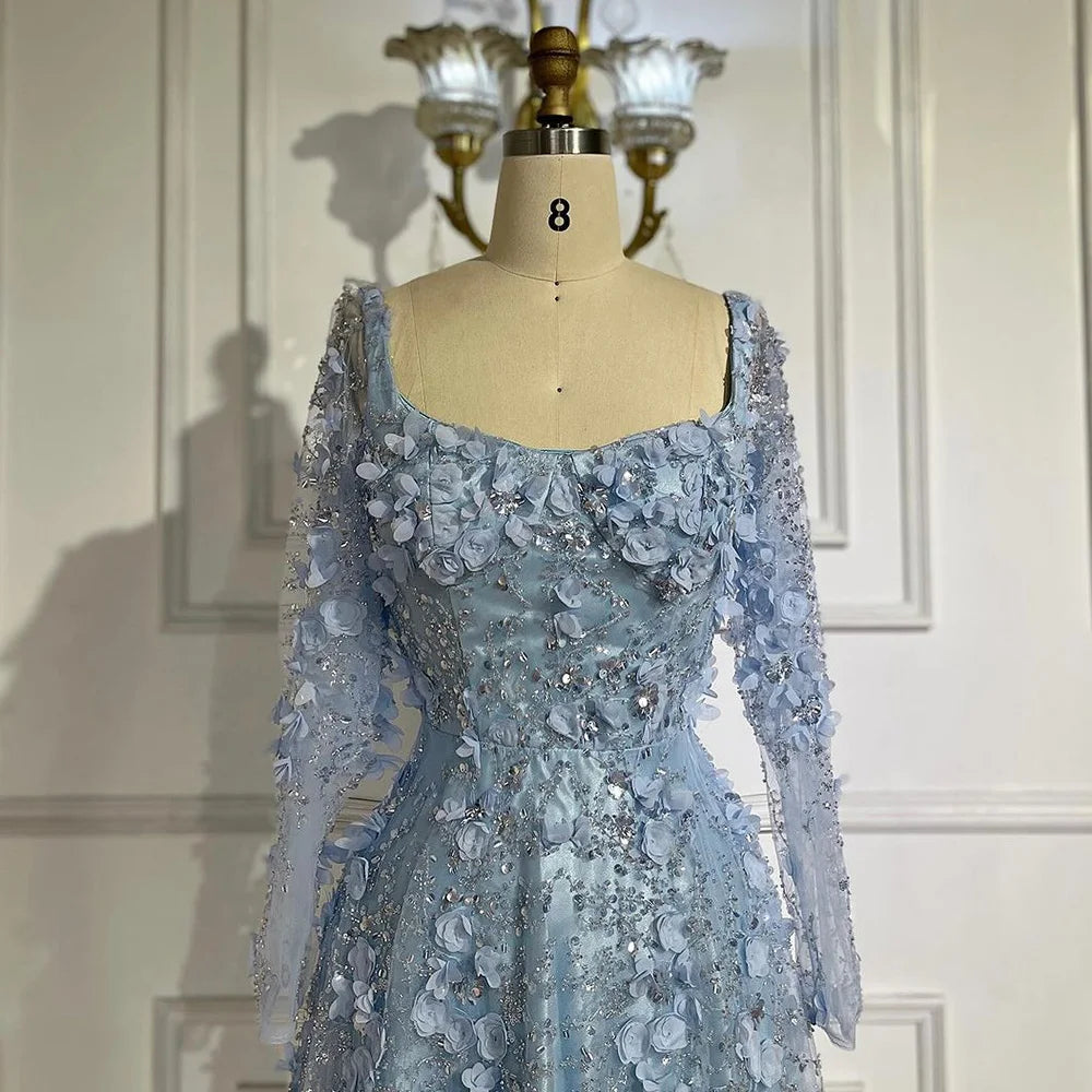 Robe de soirée élégante de style arabe gris, coupe trapèze, avec appliques et perles, pour femme, tenue de mariage, LA72657 
