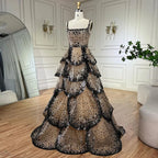 Luxury Designer Sparkly Sequin Tiered Ruffles Ball Gown Evening Dress LA72505