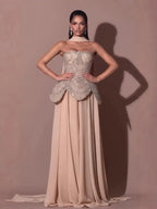 Luxury Designer Nude Beaded Evening Dresses Gowns LA72915