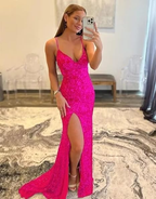 Robe de bal sirène rose élégante, robe de soirée rose Y7386
