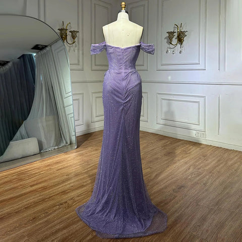 Elegant Purple Evening Dresses Gowns with Sleeveless Tulle for Formal Occasion 2025 LA72790