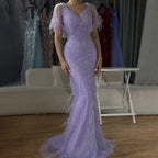 Brown Mermaid Luxury Evening Dresses Gowns 2025 Beaded Feather Elegant For Woman Party LA71323