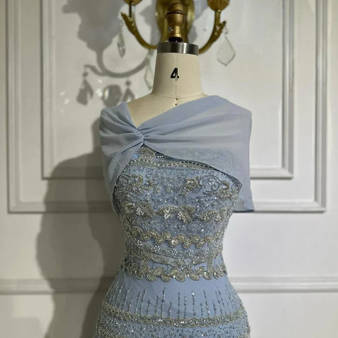 Luxury Dubai Evening Dress with Cape Long Party Gowns LA72126B