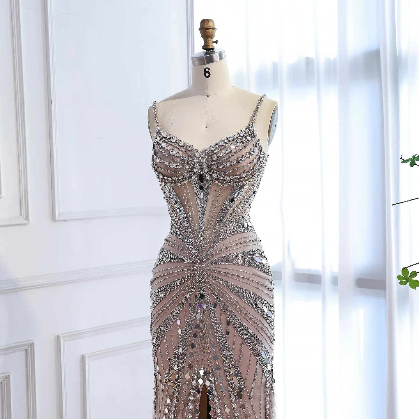 Luxury Nude Corset Beaded Mermaid Evening Dress LA72803A