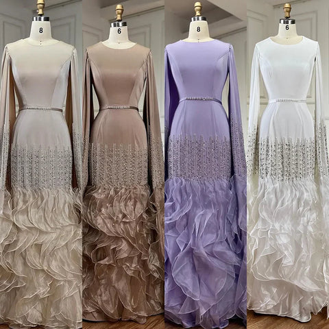 Luxury Mermaid Nude Evening Dresses with Cape Sleeves LA72317A