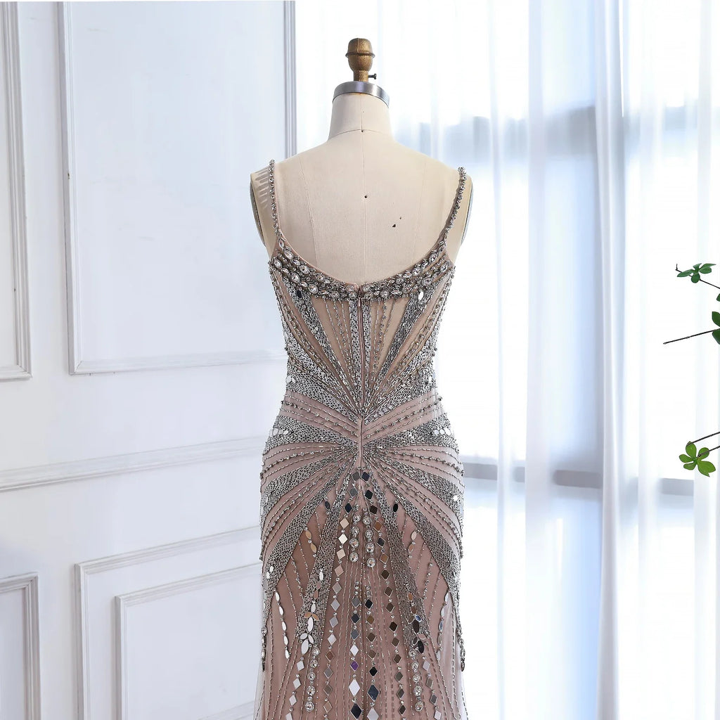 Luxury Nude Corset Beaded Mermaid Evening Dress LA72803A