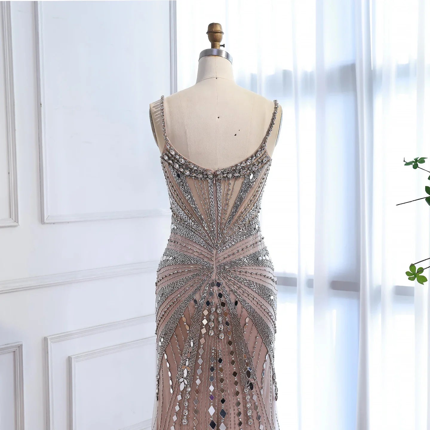 Luxury Nude Corset Beaded Mermaid Evening Dress LA72803A