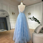 Vestido de fiesta elegante de corte A, con tirantes finos, espalda descubierta y color verde salvia árabe (modelo LA72636) para mujer | Ideal para bodas y fiestas 