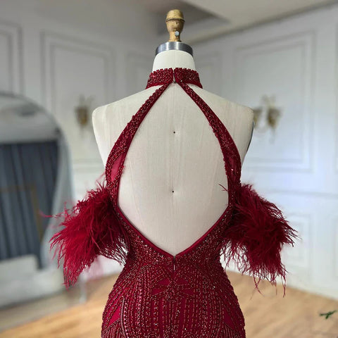 Vestido de noche sexy de sirena, sin tirantes, color nude y plateado, con abertura y borlas de cuentas de lujo para mujer LA72083 