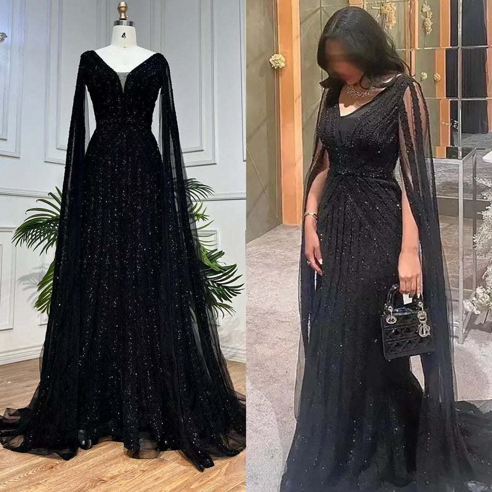 Mermaid Evening Dresses with Cape Sleeves 2025 LA71889
