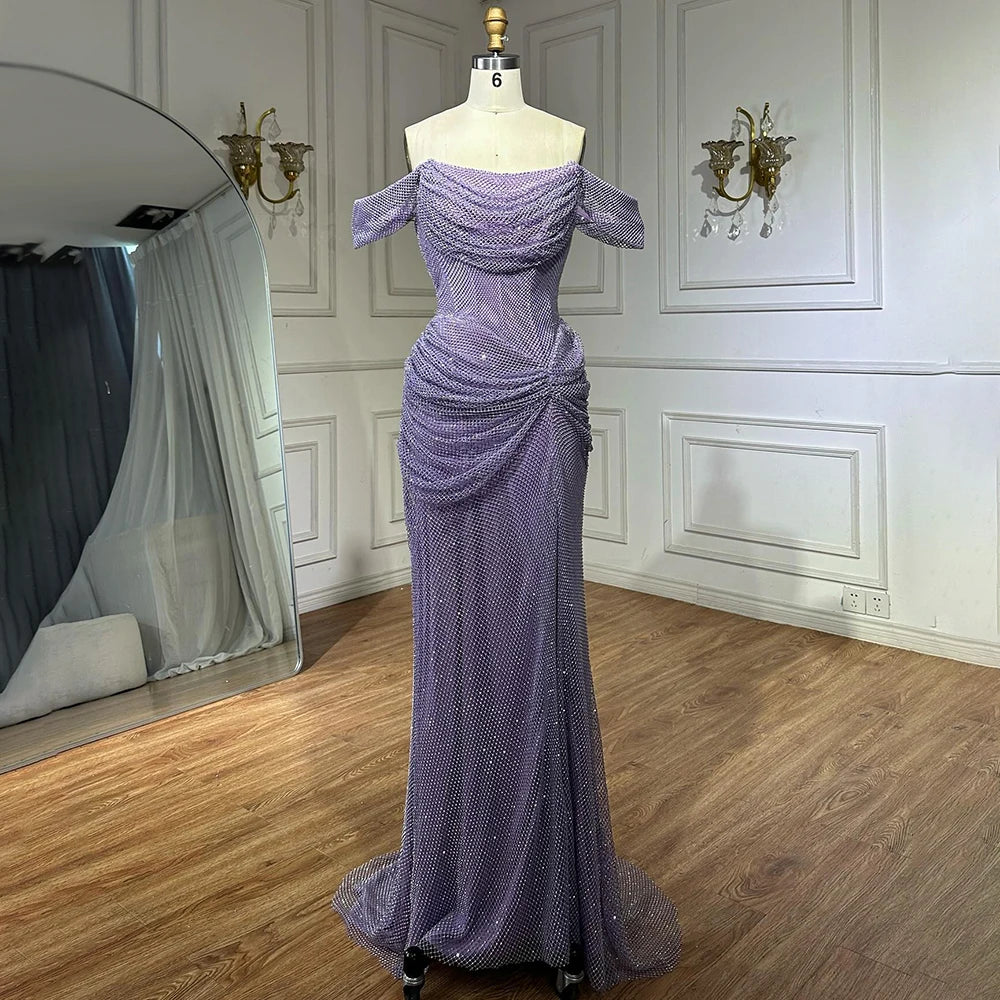 Elegant Purple Evening Dresses Gowns with Sleeveless Tulle for Formal Occasion 2025 LA72790