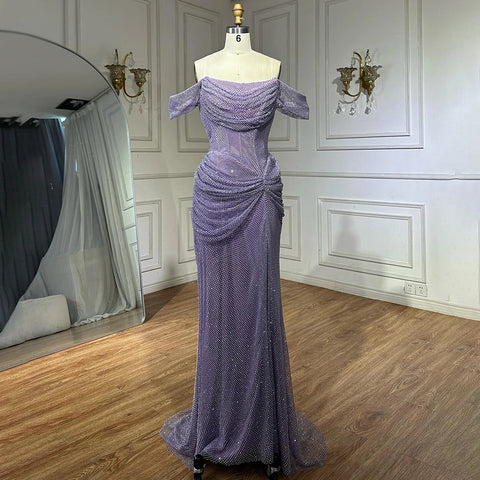 Elegant Purple Evening Dresses Gowns with Sleeveless Tulle for Formal Occasion 2025 LA72790