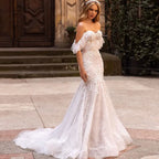 Robe De mariée sirène en dentelle, Sexy, épaules dénudées, avec des Appliques, décolleté en cœur, Robe De Mariée