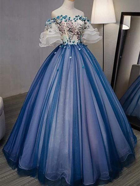 Vestido de gala largo para fiesta de quinceañera, vestido de noche, encantador vestido de graduación, vestido de graduación floral hecho a mano S4837