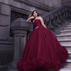 Vestidos de graduación color burdeos, vestidos de graduación plisados, vestidos de graduación de gala S23339