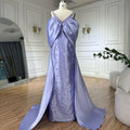 Lilac Off Shoulder Lilac Evening Dress with Cape Beaded Wedding Party Gowns LA72529