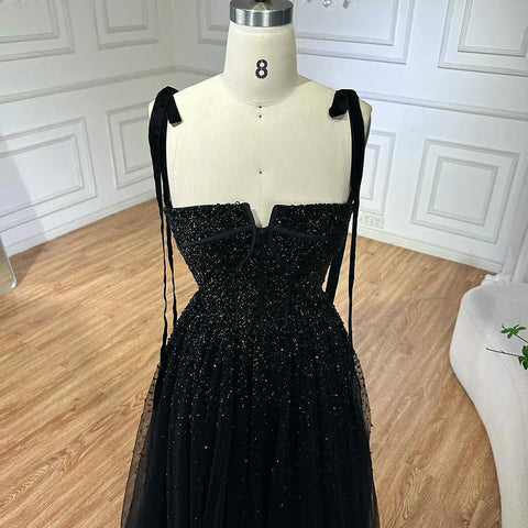 Luxury Saudi Wine Red Beaded Evening Gown Spaghetti Strap Floor-Length for Formal Occasion LA70600A