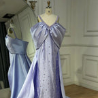 Lilac Off Shoulder Lilac Evening Dress with Cape Beaded Wedding Party Gowns LA72529