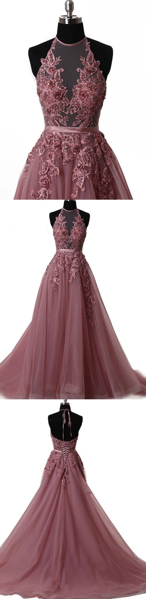 Robe de bal longue en tulle et dentelle élégante, robe de soirée en dentelle S5098
