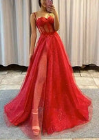 Vestido de fiesta árabe negro de corte A, escote corazón, tirantes finos, tul con purpurina y apliques, modelo LA72689 (2025) 