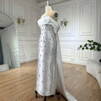 Robe de soirée sirène en satin bleu arabe, longueur cheville, avec perles et cristaux, pour femme, tenue de mariage, LA72414A 
