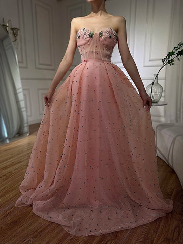 Robe de soirée en tulle illusion sans manches, fleurs colorées, perles, mode plage, LA6490