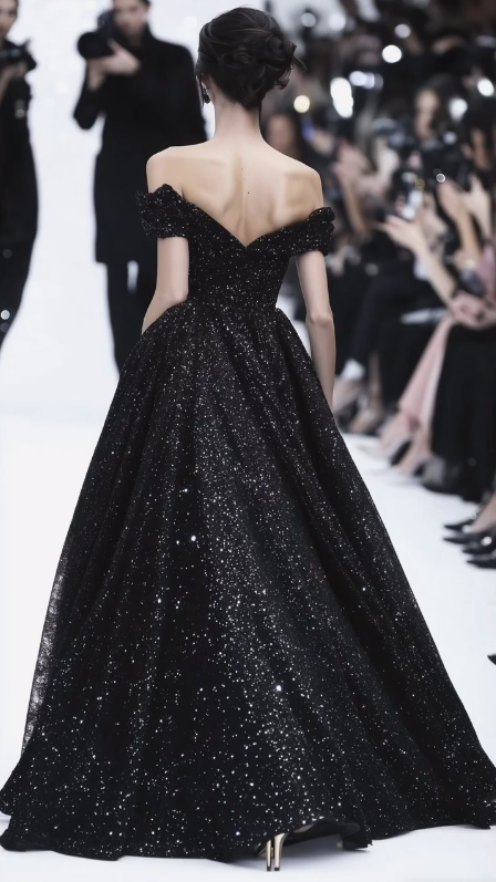 Vestido de fiesta negro brillante con lentejuelas, vestido de noche formal Y8344
