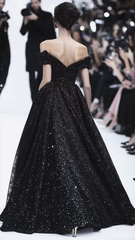 Sparkly Off The Black Sequins Prom Dress Formal Evening Dress Y8344