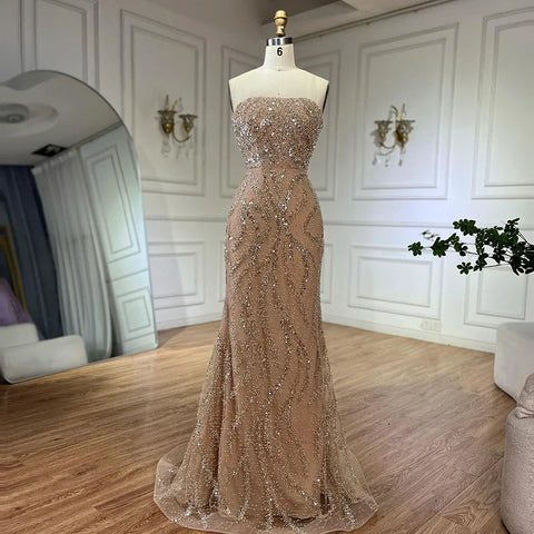 Robe de soirée sirène nude avec manches cape amovibles et dos lacé pour une occasion formelle LA72824 