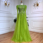 Green Mermaid Elegant Beaded Evening Dress Gown with Skirt Sleeves LA71762