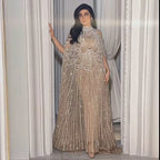 Luxury Champagne Kaftan Evening Gown Wedding Formal Dress LA72945
