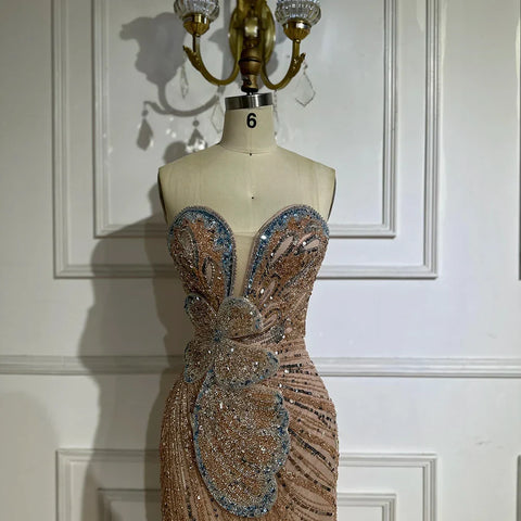 Robe de soirée sirène bustier rose saoudienne 2025, avec fente haute, pour une occasion formelle, LA72480 