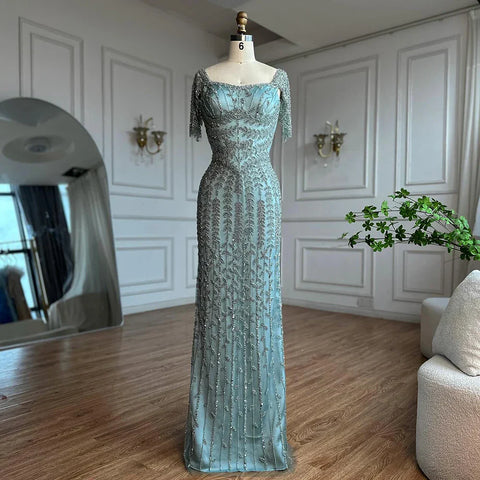 Pink Elegant Mermaid Beaded Evening Dress Gown LA72787