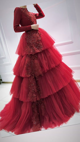 Vestido de noche de fiesta único de manga larga S7351