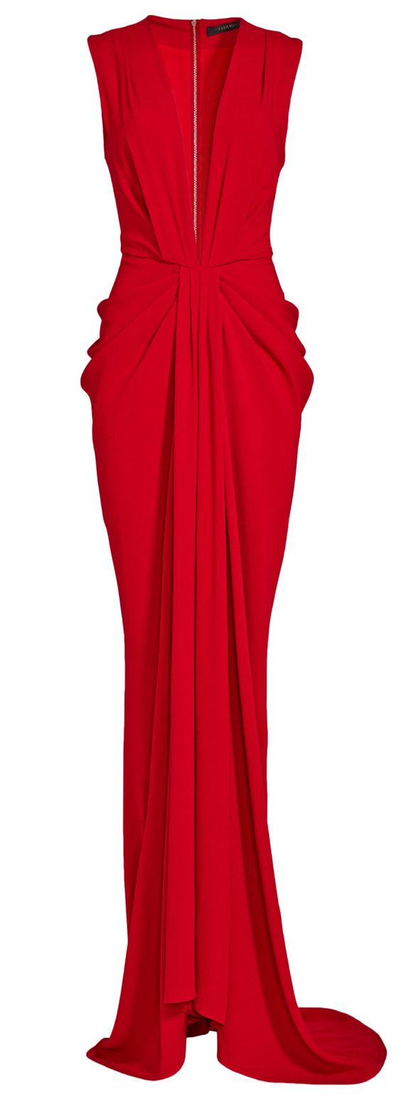 Robe de bal rouge plissée, robe de soirée tendance S8823