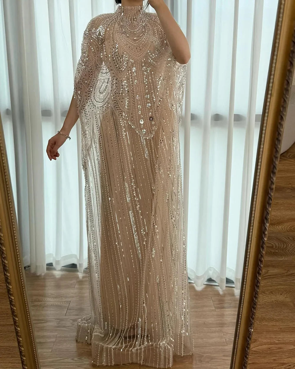 Luxury Champagne Kaftan Evening Gown Wedding Formal Dress LA72945