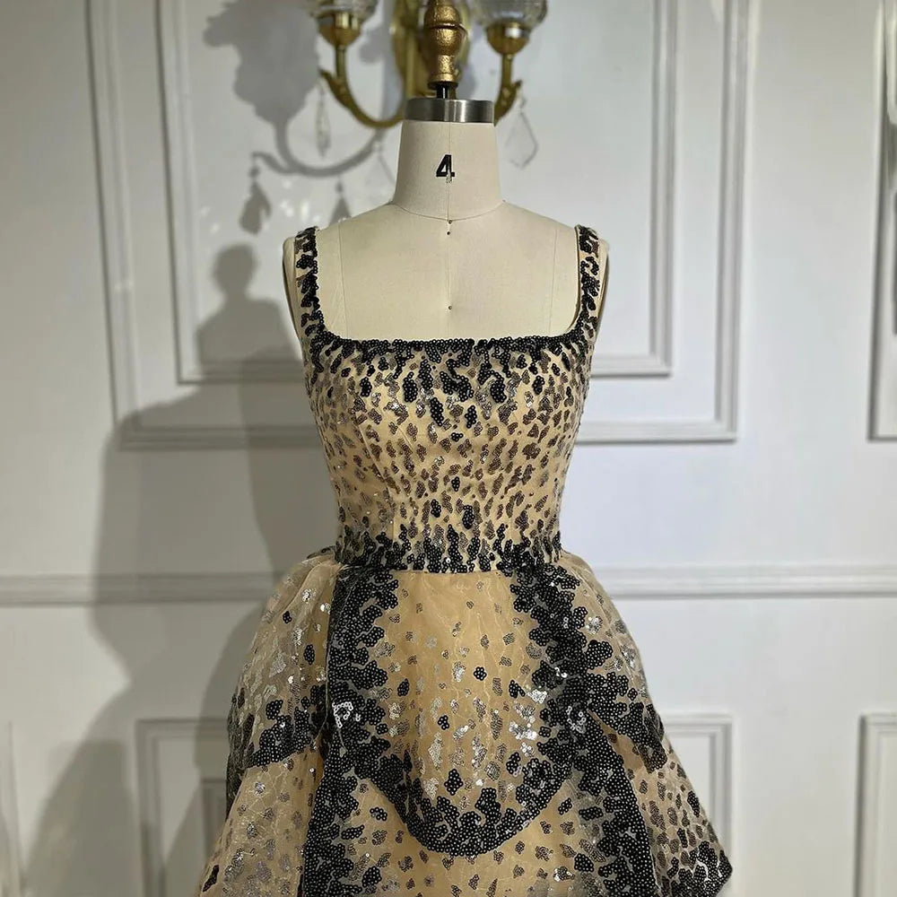 Luxury Designer Sparkly Sequin Tiered Ruffles Ball Gown Evening Dress LA72505