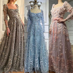 Robe de soirée élégante de style arabe gris, coupe trapèze, avec appliques et perles, pour femme, tenue de mariage, LA72657 
