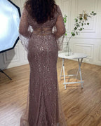 Sexy Mint Mermaid Elegant V-Neck Beaded Luxury Arabic Shiny Evening Dresses Gowns For Women Party 2025 LA71784