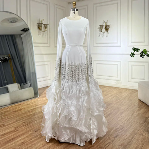 Luxury Mermaid Nude Evening Dresses with Cape Sleeves LA72317A