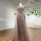 Muslim Green Elegant Mermaid Lace Beaded Luxury Long Evening Dresses Gowns For Women Wedding Party 2025 LA71653L