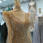 Elegant Mermaid Evening Gown Nude Beaded for Formal Occasion Saudi Arabic LA72827 2025