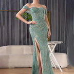 Green Luxury Mermaid Evening Dresses Gowns 2025 Cap Sleeves Beaded Elegant For Women Party LA71438
