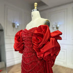 Red Long Cape Pearls Beaded Mermaid Evening Dresses Gowns For Formal Occasion 2025 LA72585A